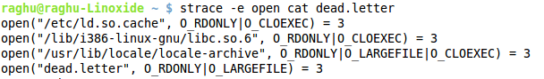 Stracing specific system call (open here)