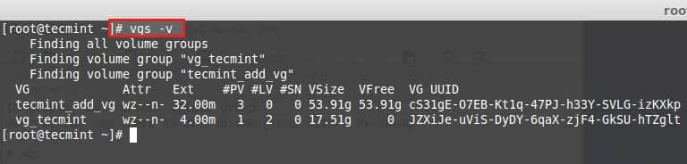 Check Volume Group Information