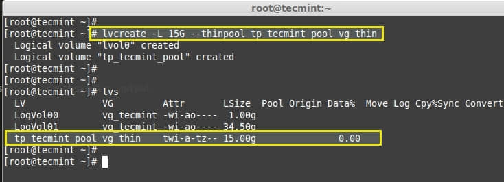 Create Thin Pool