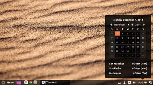 World Clock Calendar in Cinnamon 2.4