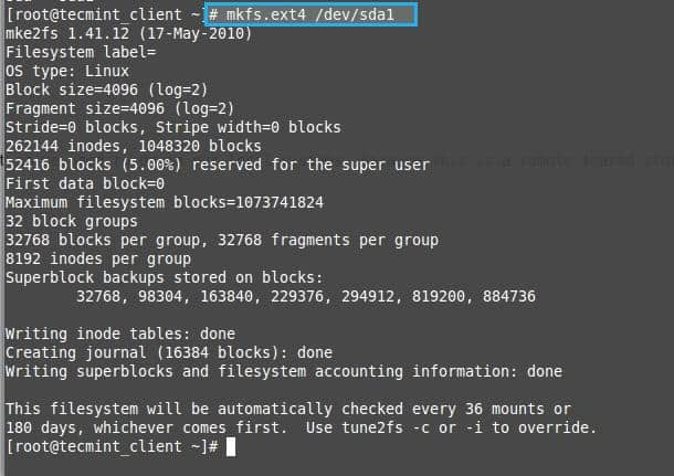 Format New Partition