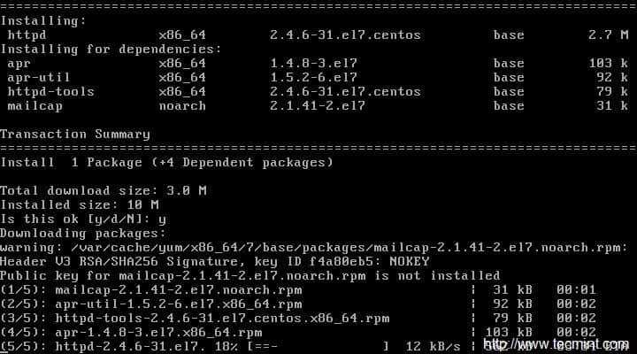 在 CentOS 上安装 Apache