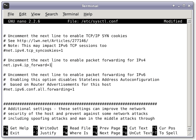 编辑 Sysctl