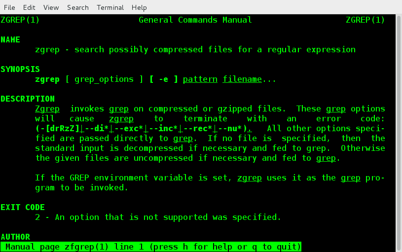 Zgrep Man Pages