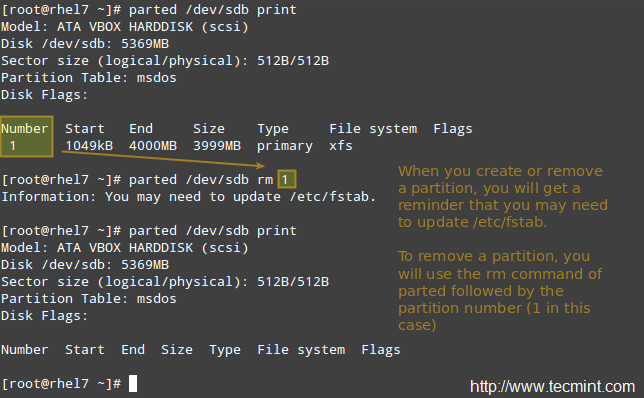 在 Linux 中移除分区