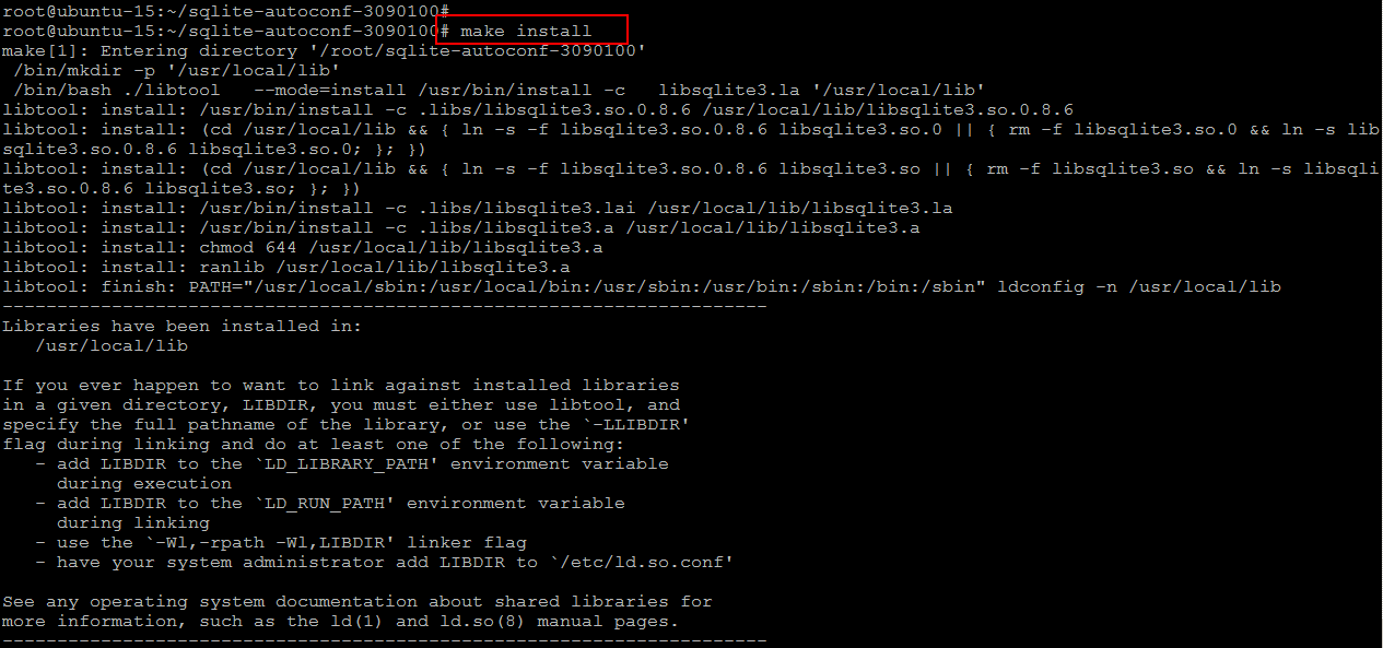 SQLite Make Install