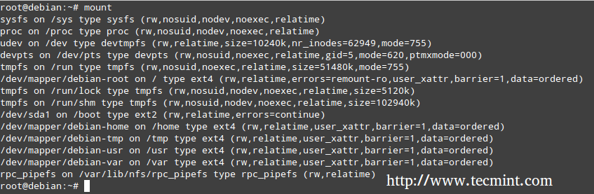 Check Mounted Filesystem in Linux