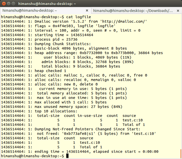 cw dmalloc output