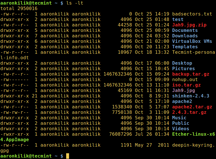 Sort ls Output by Date and Time