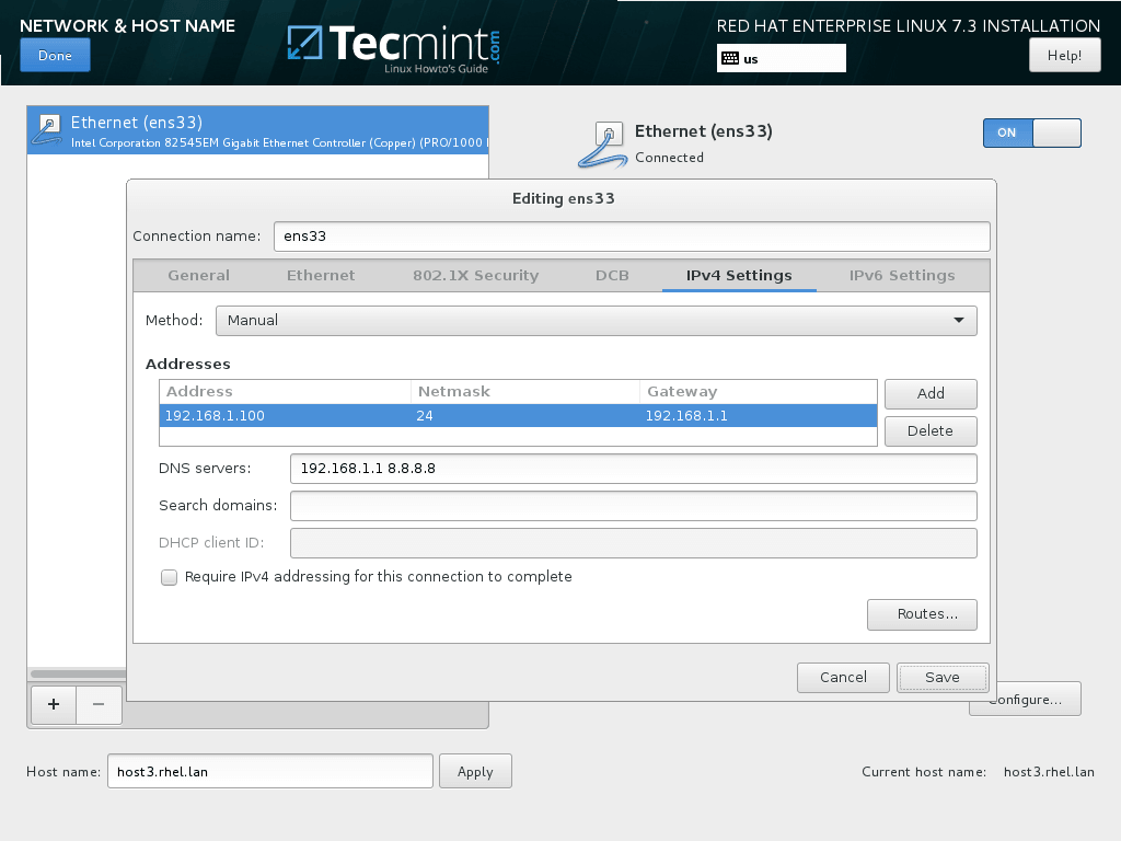 Configure Network IP Address