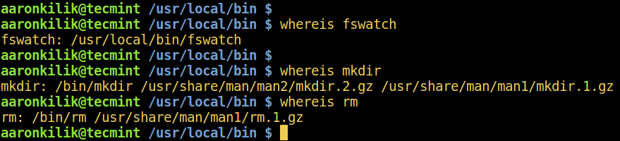 Linux whereis Command Example