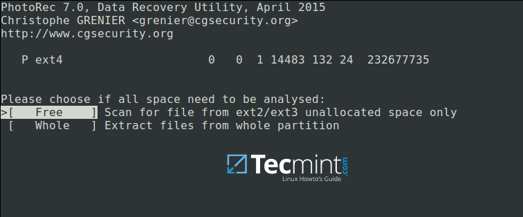 Choose Filesystem to Analyze