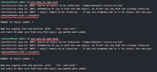 Ceph-admin deploy ssh key to all cluster nodes