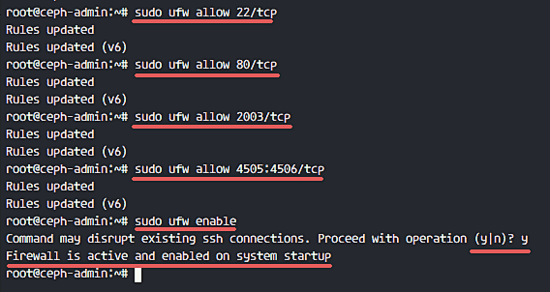 UFW Firewall with Ceph service