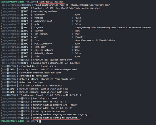 Generate new ceph cluster configuration