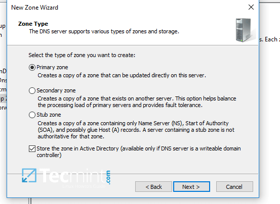 Select DNS Zone Type