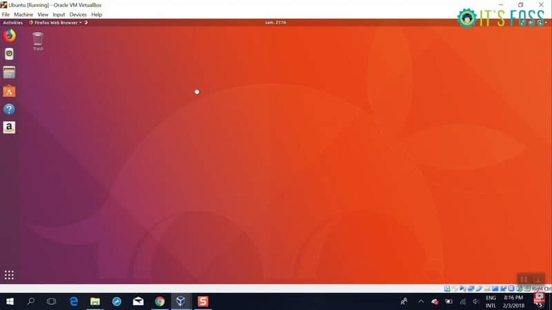 Ubuntu Running in Virtual Machine Inside Windows