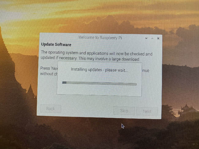 Running Raspbian updates at first boot