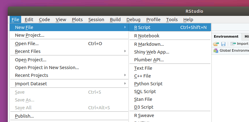 RStudio 新建文件