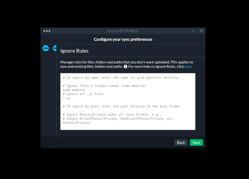 Insync Customize Sync Preferences