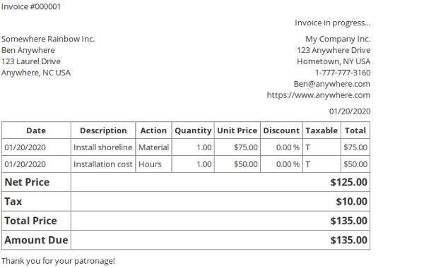 GnuCash invoice