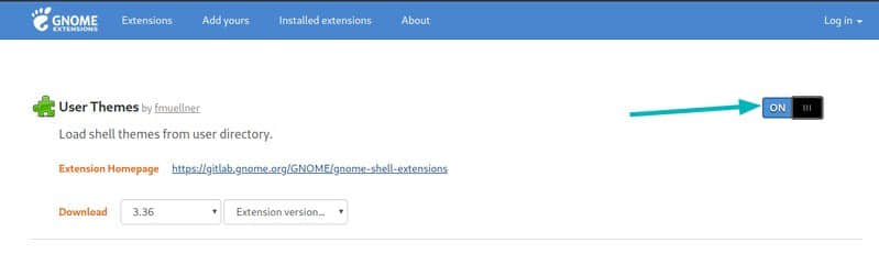 Enable User Themes GNOME Extension