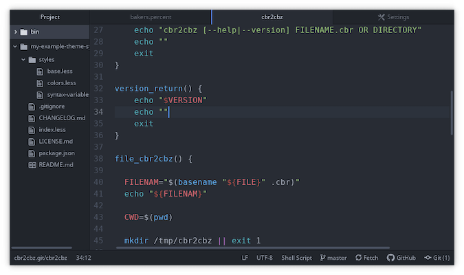 Atom terminal with white text on dark grey background