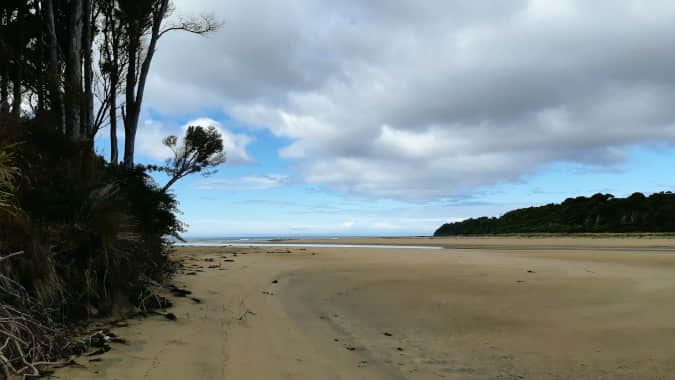 Beach with cloudy sky