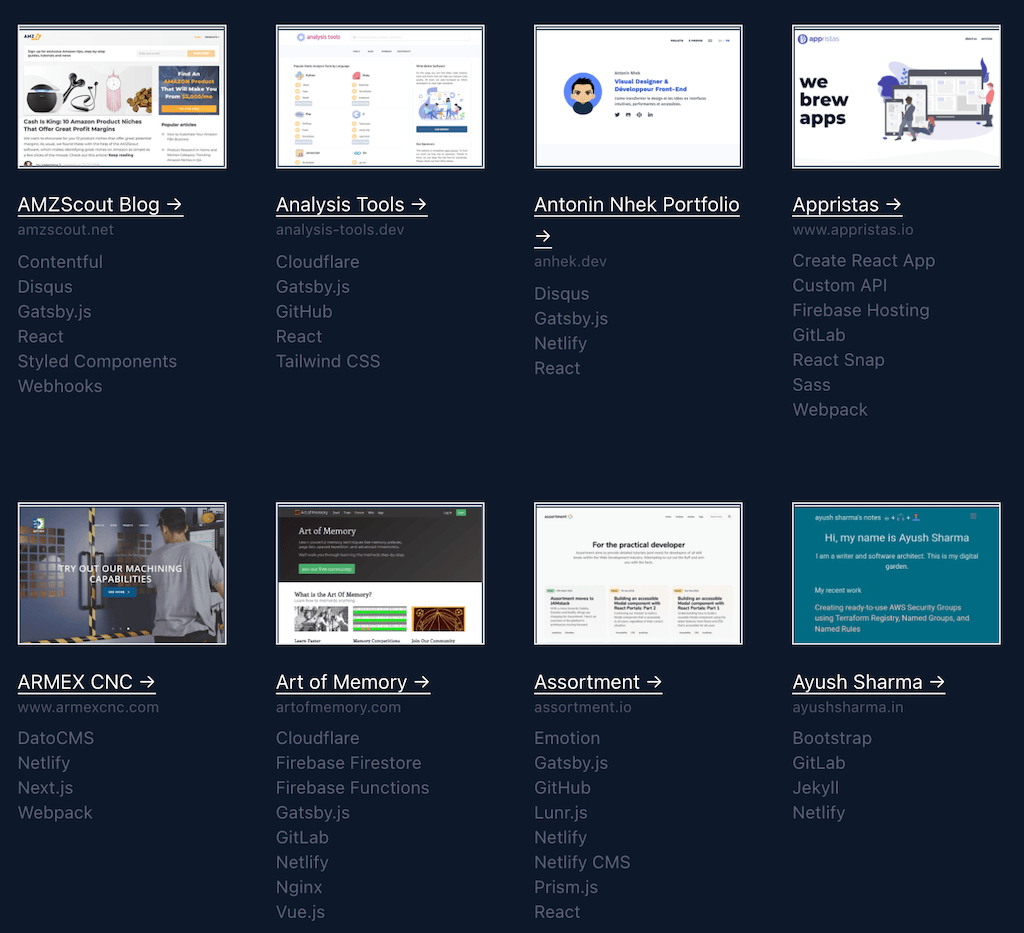 Example Jekyll sites from JAMStack