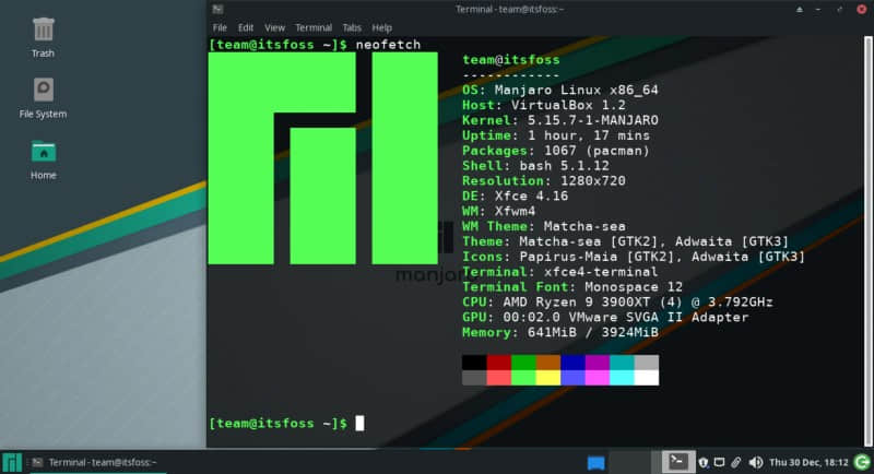 Manjaro 的强制 neftech 截图