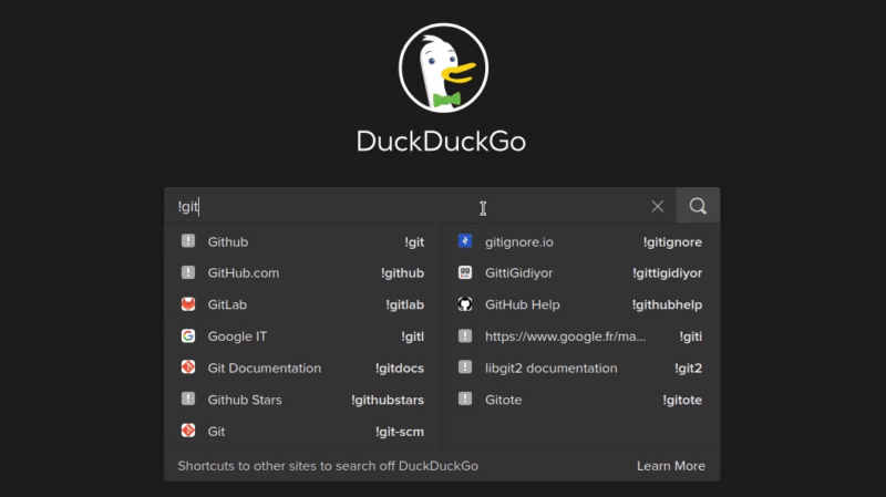 duckduckgo bang feature