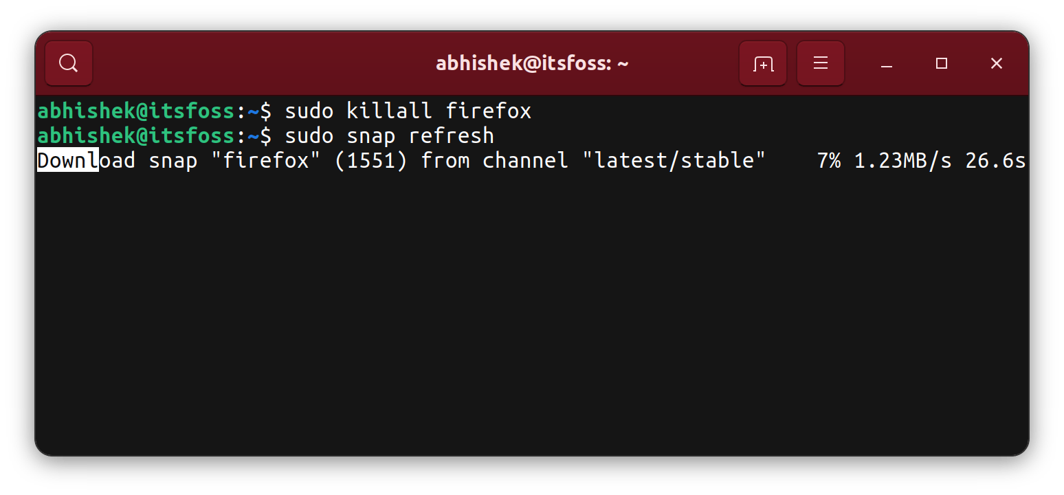 Firefox is being updated with Snap