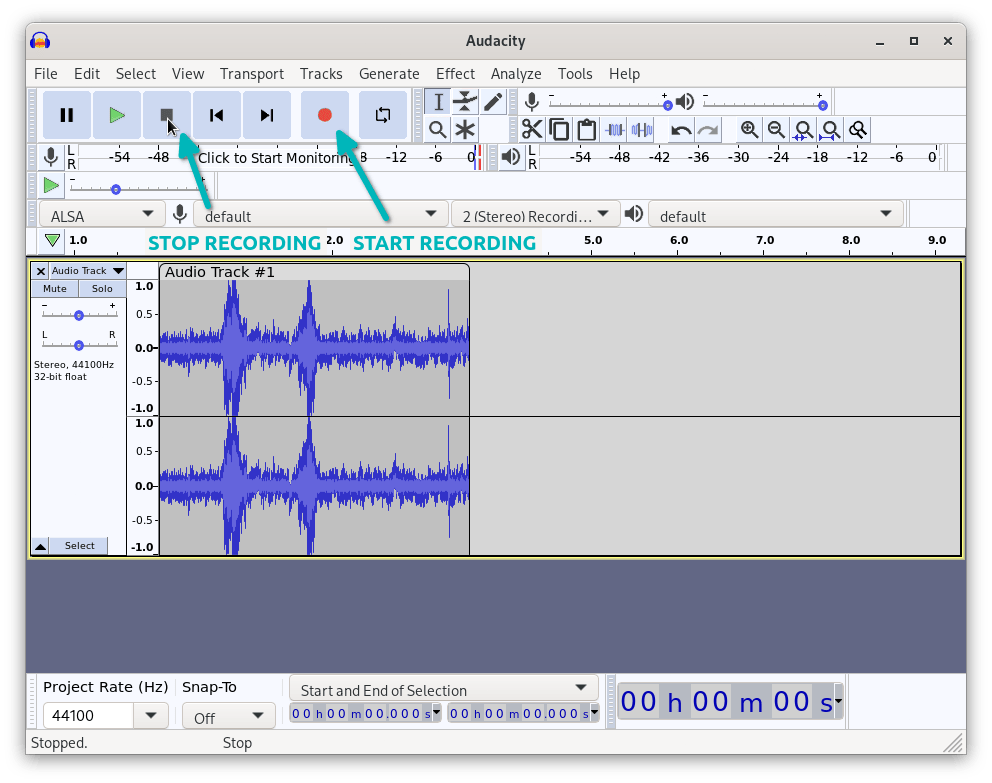 record audio with audacity