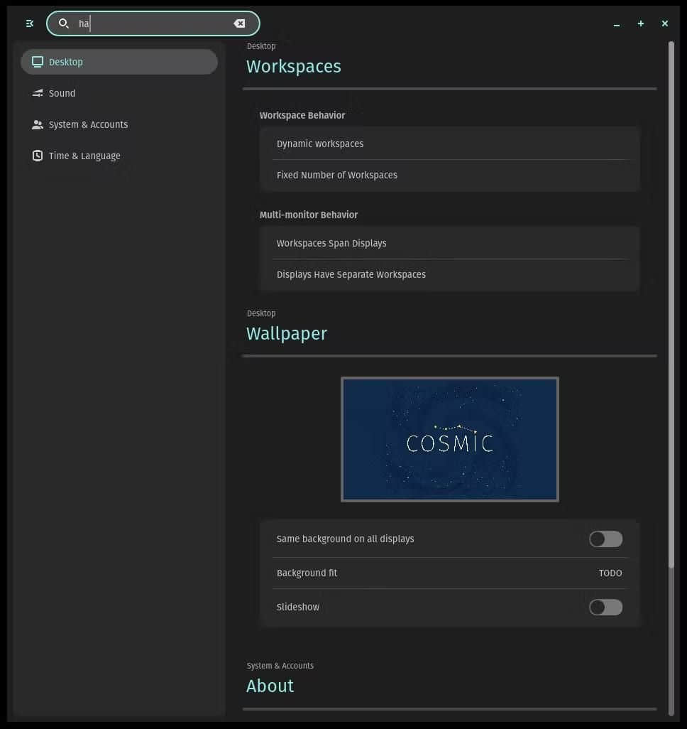 cosmic de revamped settings menu