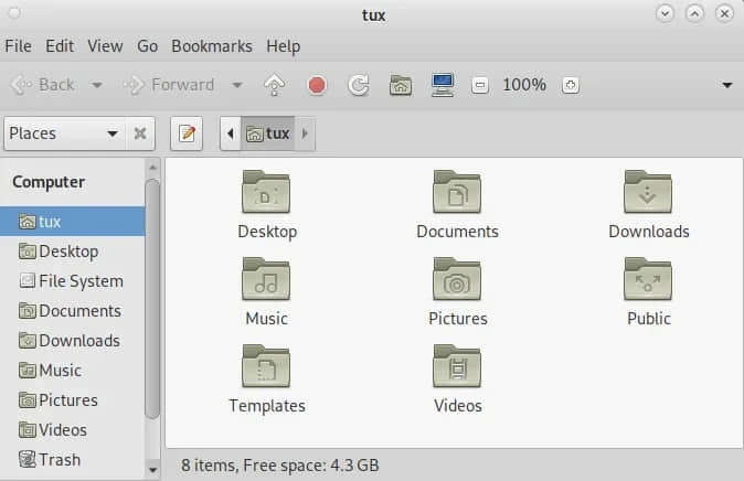 Image of the Caja file manager.