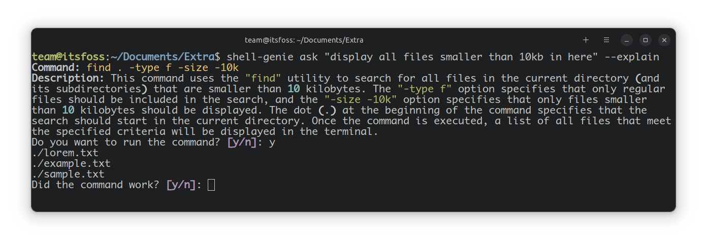 Shell Genie explain commands