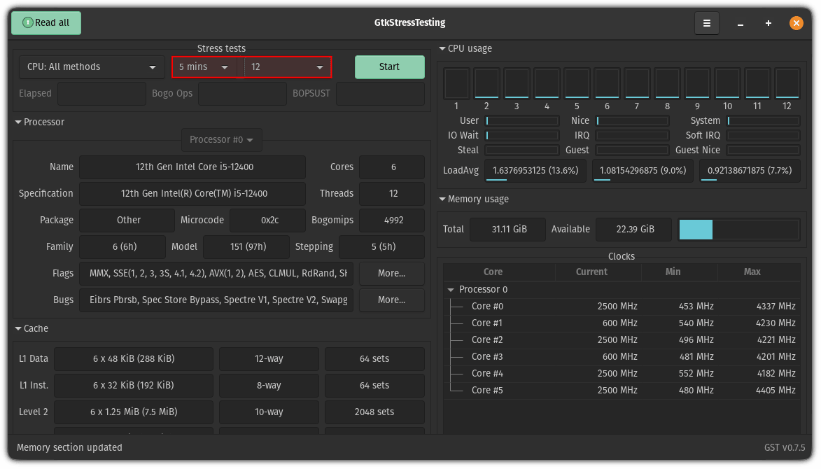 选择 Linux 中 CPU 压力测试的时间和核心数