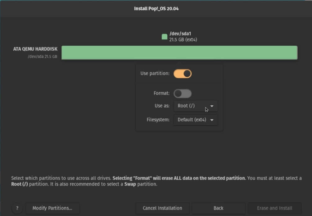 Virtual machine partition