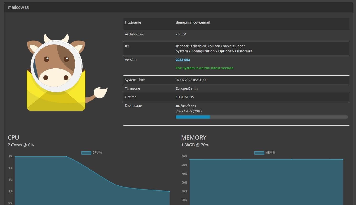 mailcow 用户界面