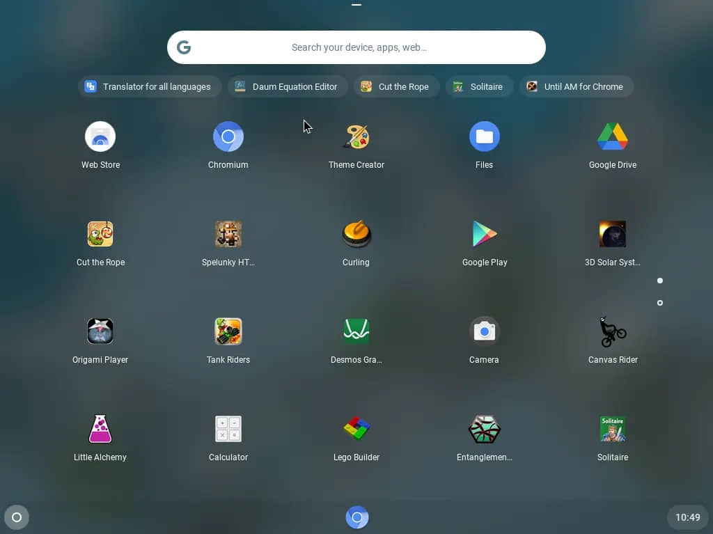 A screenshot of the app drawer in CloudReady with the Google Play Store app icon along with Chrome Extensions as “Apps”