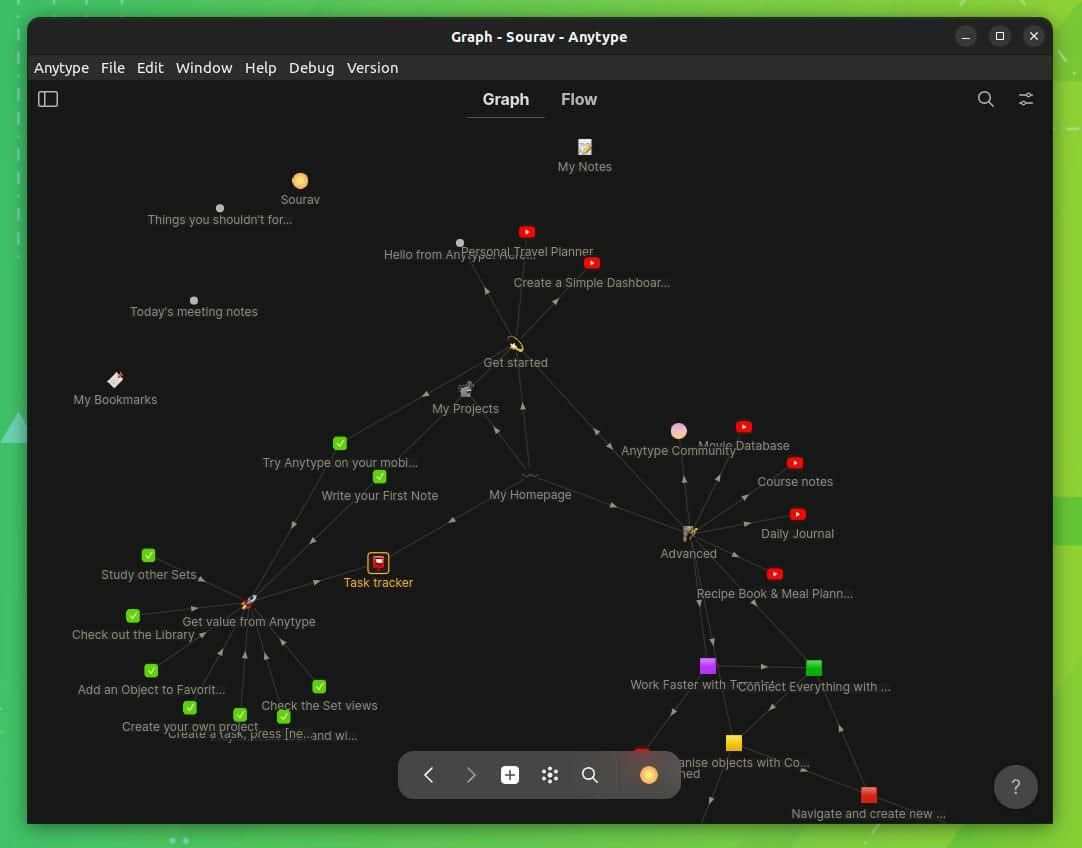 a screenshot of anytype's graph view